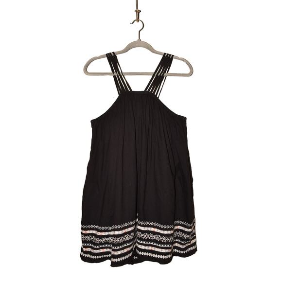 FREE PEOPLE $128 Structured Cotton Batiste Kashmir Tent Mini Dress Black Small - Picture 1 of 4